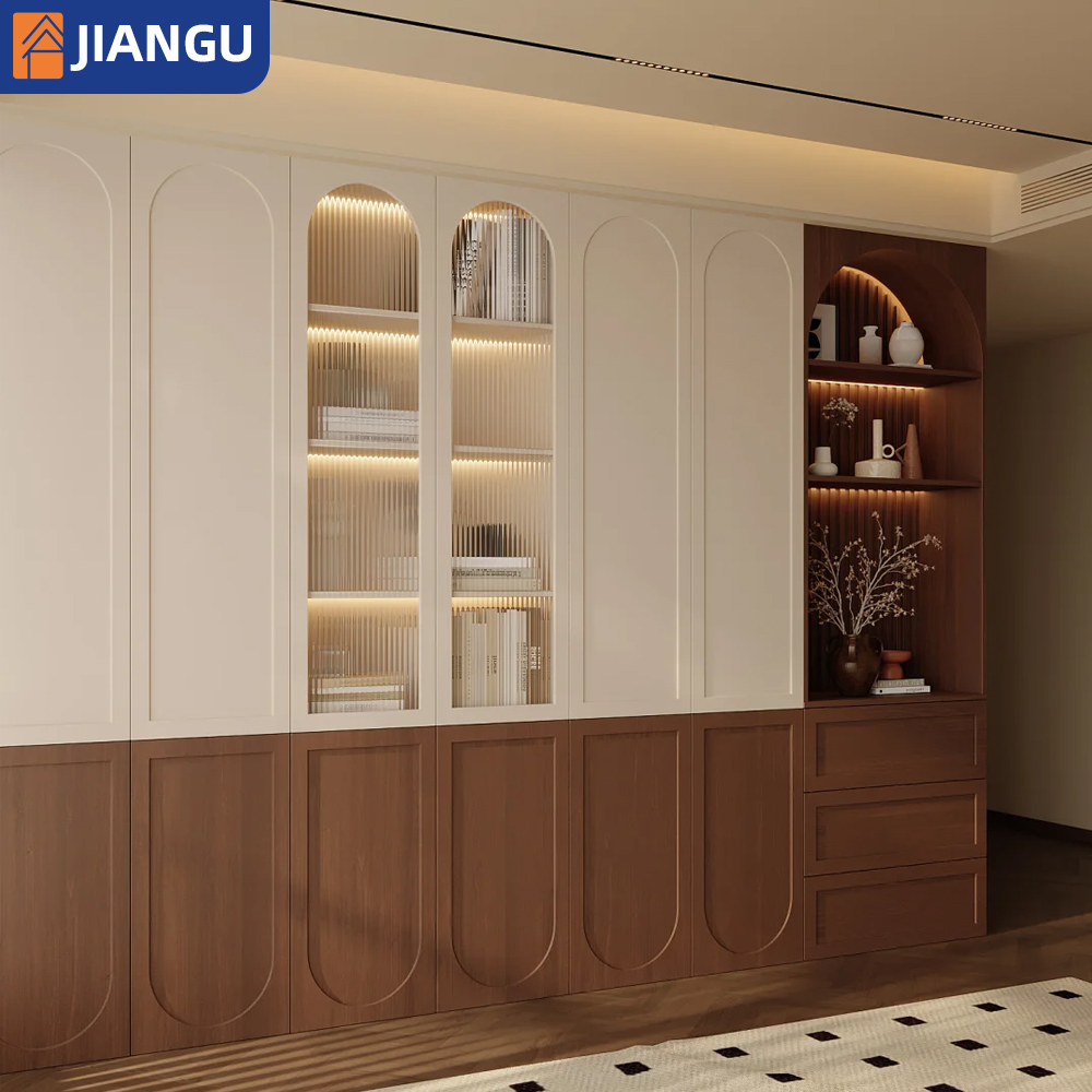 Customized Modern Light Luxury Full-house Furniture, Solid Wood Integrated Living Room Cabinet