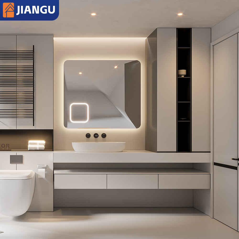 Factory Bathroom Vanity Luxury Double Sink and Smart Mirror Cabinet Wash Basin for Hotel Bathroom Cabinet Set