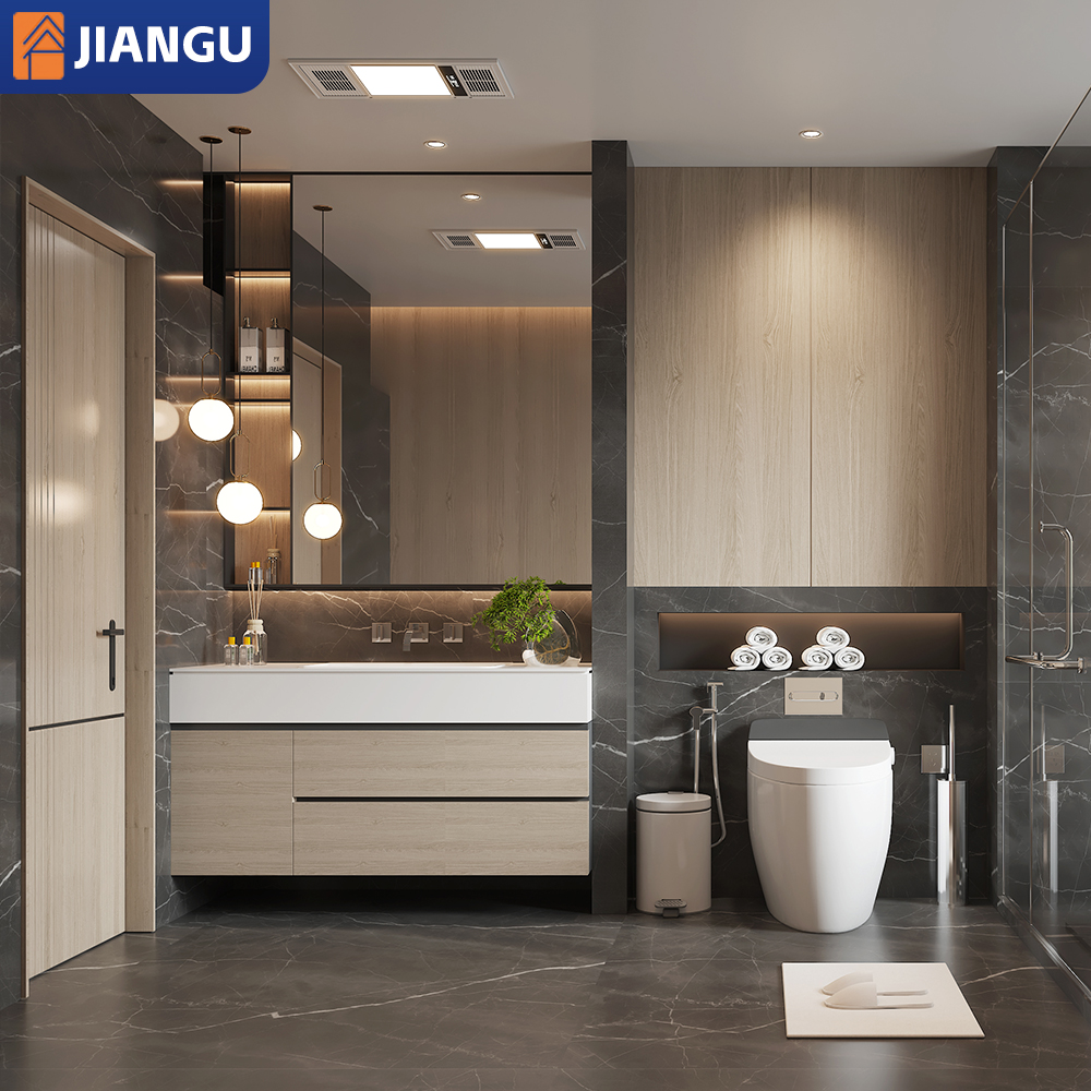 Light Luxury Gray Bathroom Cabinet Combination Home Bathroom Integrated Washbasin Hotel Washbasin Led Customized OEM Modern