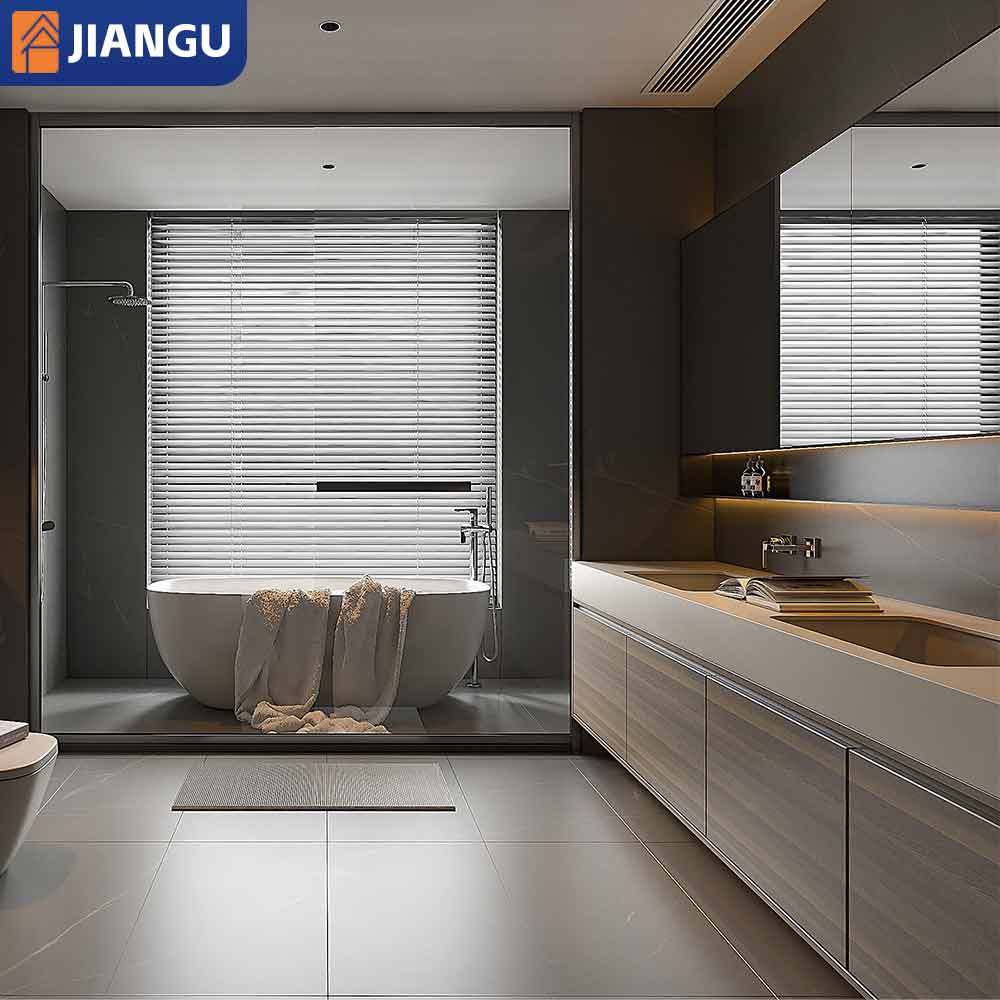 Customized Shower Wooden Wall Mounted Space Saver Vanity Plywood Bathroom Cabinet with Slab Basin Led Light Mirror