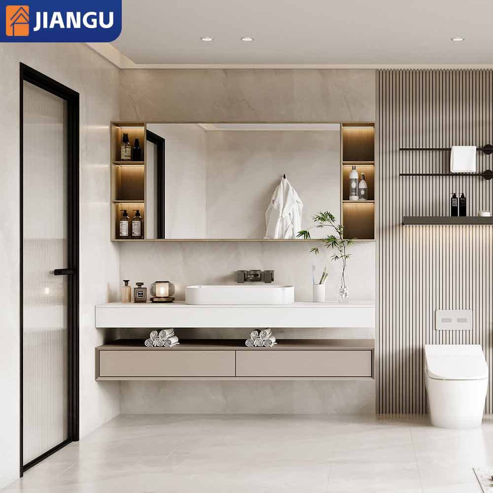 Modern Minimalist Style Vertical/hanging Makeup Table Combination Bathroom Cabinet Solid Wood Customizable Easy-to-clean 1-year