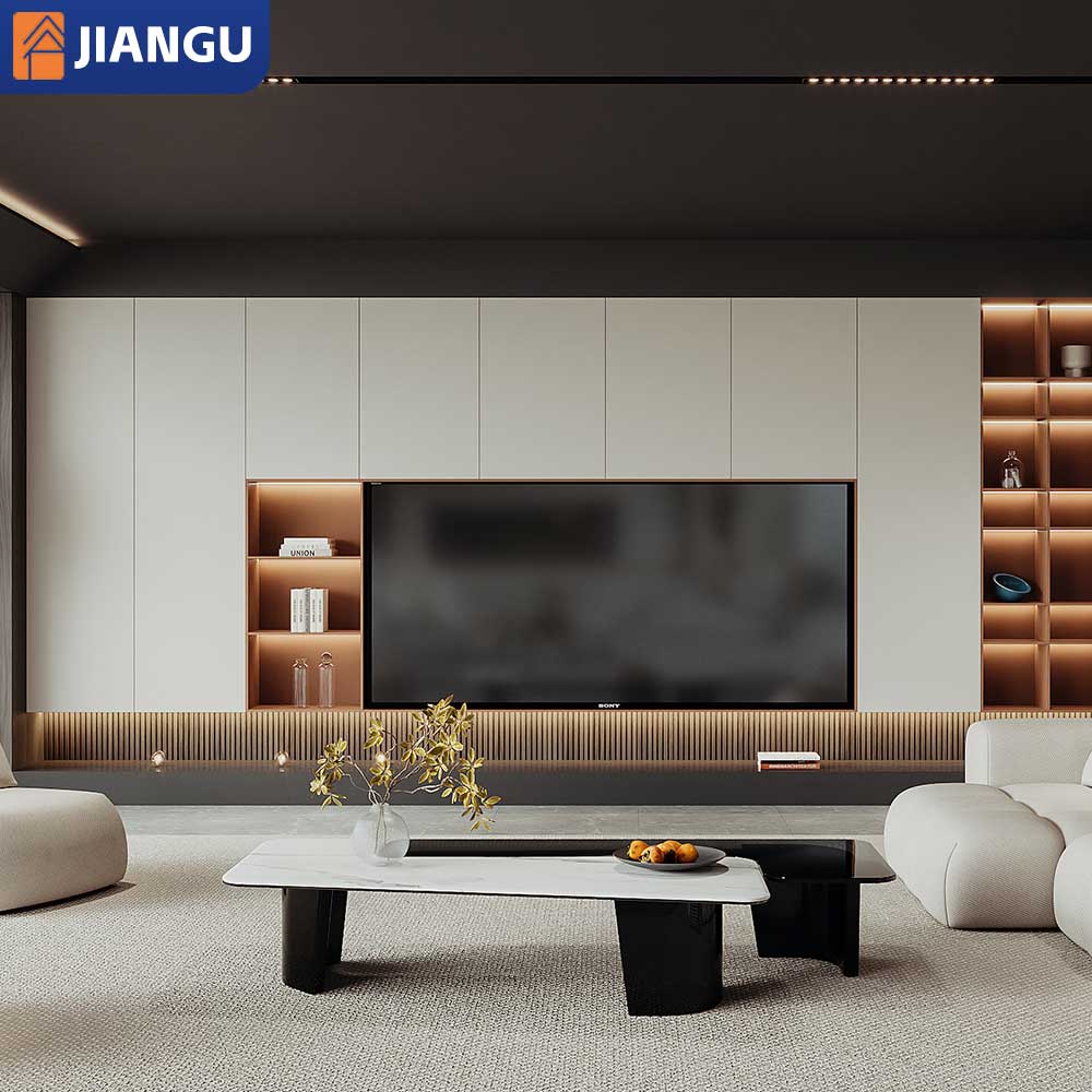 Customized High Quality Modern Living Room Furniture Wooden Particle Board TV Stand Cabinets