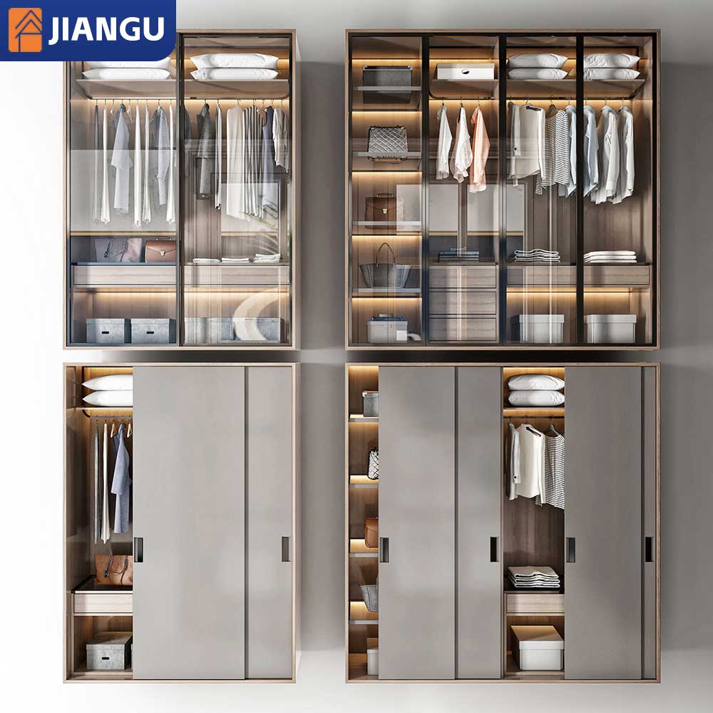 Eco-Friendly Customized Wooden Wardrobes Closet Set Modern Storage Cabinet for Bedroom Open Wardrobe