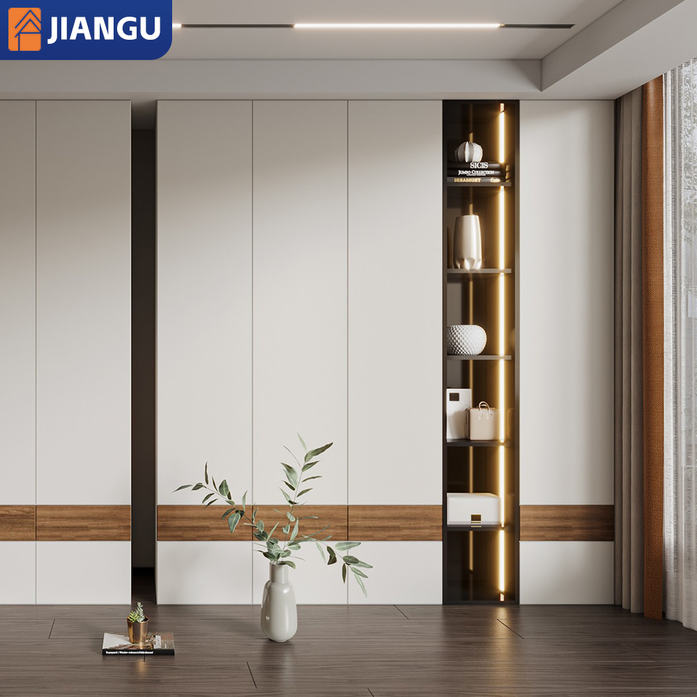 Modern Luxury Sliding Door Modular Walk in Double Bedroom Wardrobe Closet Island with Glass Doors